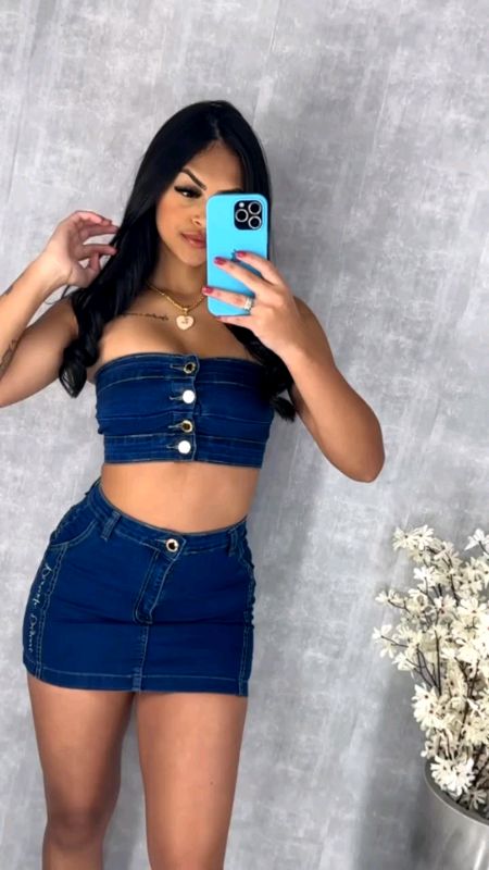 #conjunto #saia #cropedd top #jeans