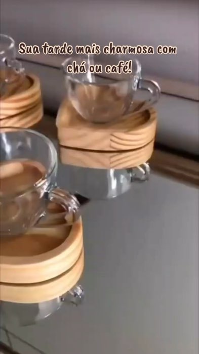 ￼Jogo Xícaras Chá Café 230ml com Pires de Madeira Mesa Posta Cantinho do Café #cafe #cha