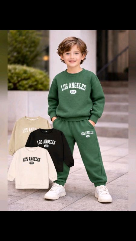 Conjunto Moletom Cores Minimalistas Los Angeles Flanelado Infantil Unissex 1 a 8 anos (Casaco+Calça) kit  #conjunto #moletom