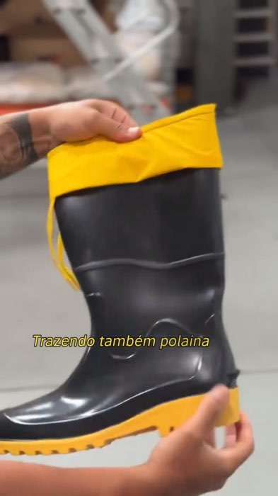 Bota Galocha polaina Preta e amarela anti derrapante ideal para faxina #faxina #galocha #bota