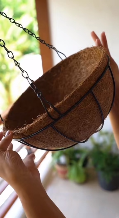 Vaso Fibra De Coco Pendurar Com Pendente de Ferro Decoração Internas Externas Para Plantas