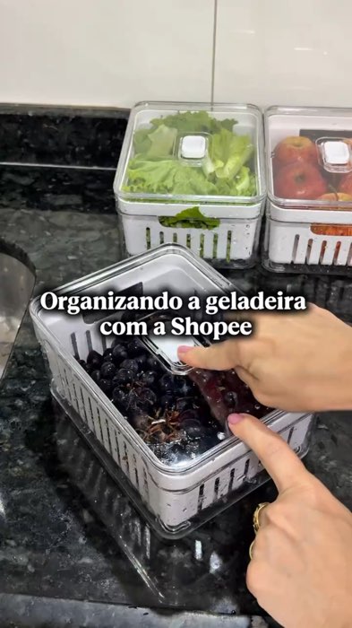 Kit Organizador de Geladeira Plastutti 🥗 #organizador #geladeira #cozinha #alimentos #Promo #oferta #fy #organizacao #Plastutti #fruteira