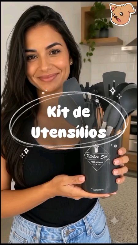 Kit Utensílios Silicone de Cozinha 12 Peças | Vídeo feito por IA | #kitutensilios #utensiliossilicone #utensiliosdecozinha