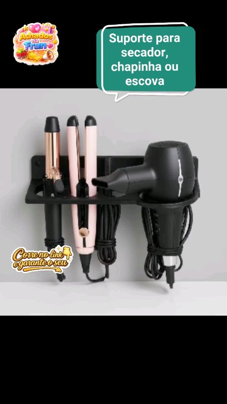 Suporte Multifuncional De Parede Salão E Banheiro #suportedeparede #suporteparasecador #suportedebanheiro