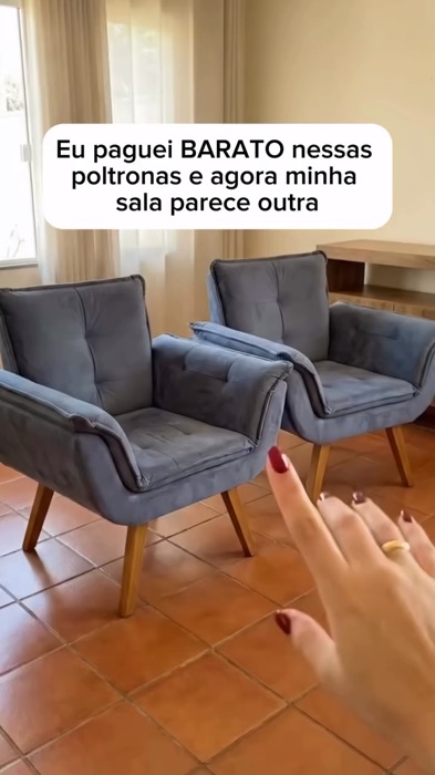 Jogo 2 Poltronas Decorativas Pés Palito Para Quarto e Sala de Estar #poltrona #saladeestar #decoracao