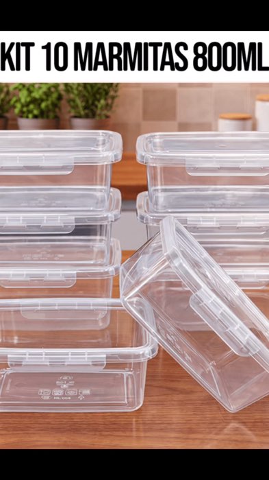 Pote Hermético de Plástico Tansparente #publi #poteplastico #potehermetico #potemarmita #marmita
