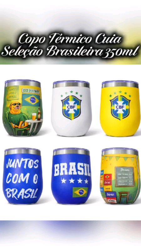 Copo Térmico Cuia Seleção Brasileira 350ml Estampa 360 Full HD