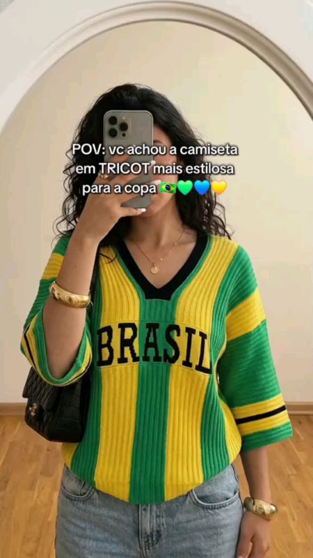 ✨Blusa Brasil Verde e Amarelo em Tricot Feminina Copa 2026✨