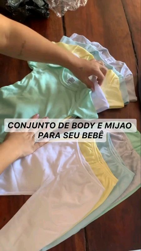 Conjuntos Body e Mijão Canelado Manga Longa P/M/G Menina/Menino. #nenê #infantil #shoppe #crianca #gravida #gestante #bebe #mamae #mae #maternidade #a