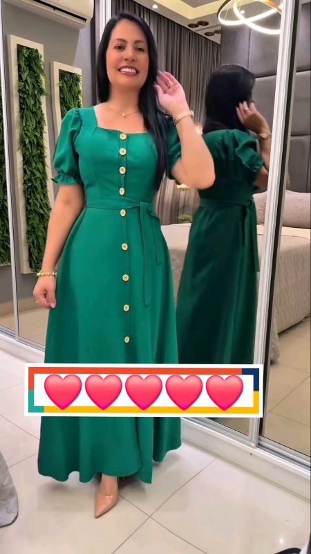 vestido longo #vestido #longo #liso #botao #moda #modaevangelica #festa #igreja #mangabufante #elegante #cinto #elastex #roupa #anonovo #natal #2026