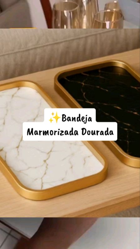 Bandeja Marmorizada Dourada Decorativa Banheiro Lavabo Sala #decoracaodecasa  #bandejadecorativa  #bandejamarmore  #decoracaoluxo  #ShopeeDecor
