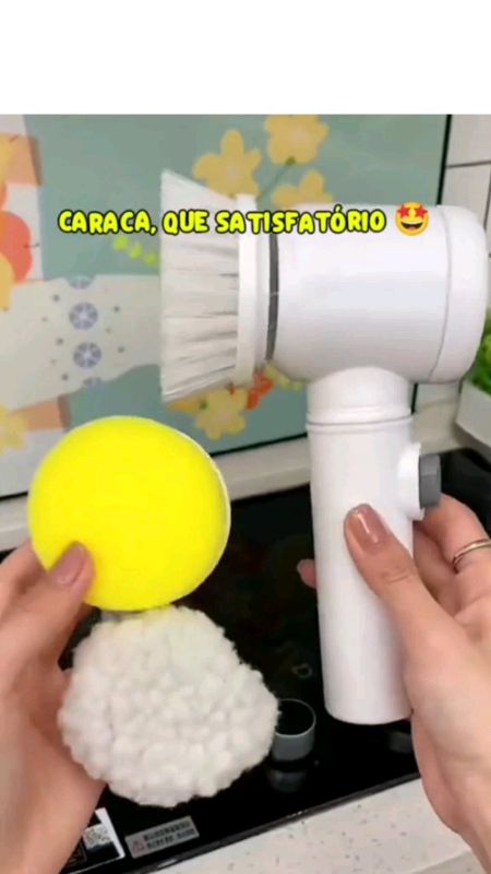 Escova Elétrica de Limpeza 5 em 1 Sem Fio Recarregável  Para Cozinha e Banheiro #escovaeletrica #limpeza #escovamultiuso #escovarecarregavel