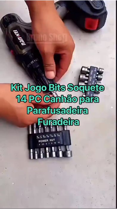 Kit Jogo Bits Soquete 14 PC Canhão para Parafusadeira Furadeira #jogobits #soquetes