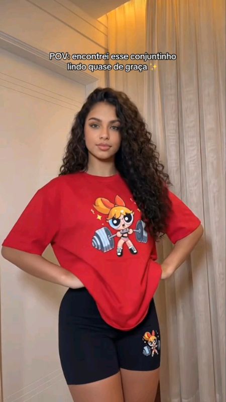 Conjunto Camiseta e Shorts Feminino Academia das meninas super poderosas#conjuntoacademia #conjuntofeminino #meninassuperpoderosas