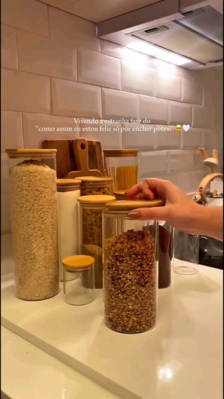 Pote hermético com tampa de bambu para mantimentos #potehermetico #potes #tampadebambu #mantimentos #potesparamantimentos #hermeticos