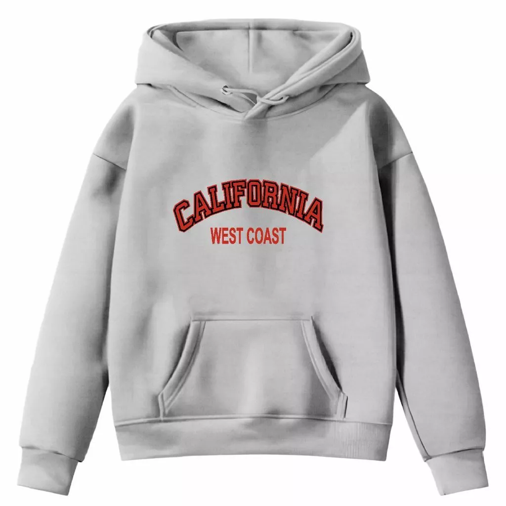 Blusa Moletom Infantil California West Letras Coast Bolso Canguru Capuz Street Criança Escola - Envio Imediato