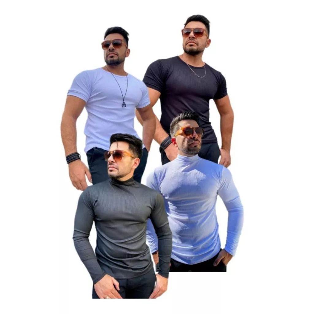 Kit 4 Peças Masculina 2 Cacharrel com manga longa e 2 Baby look Masculina Canelada.
