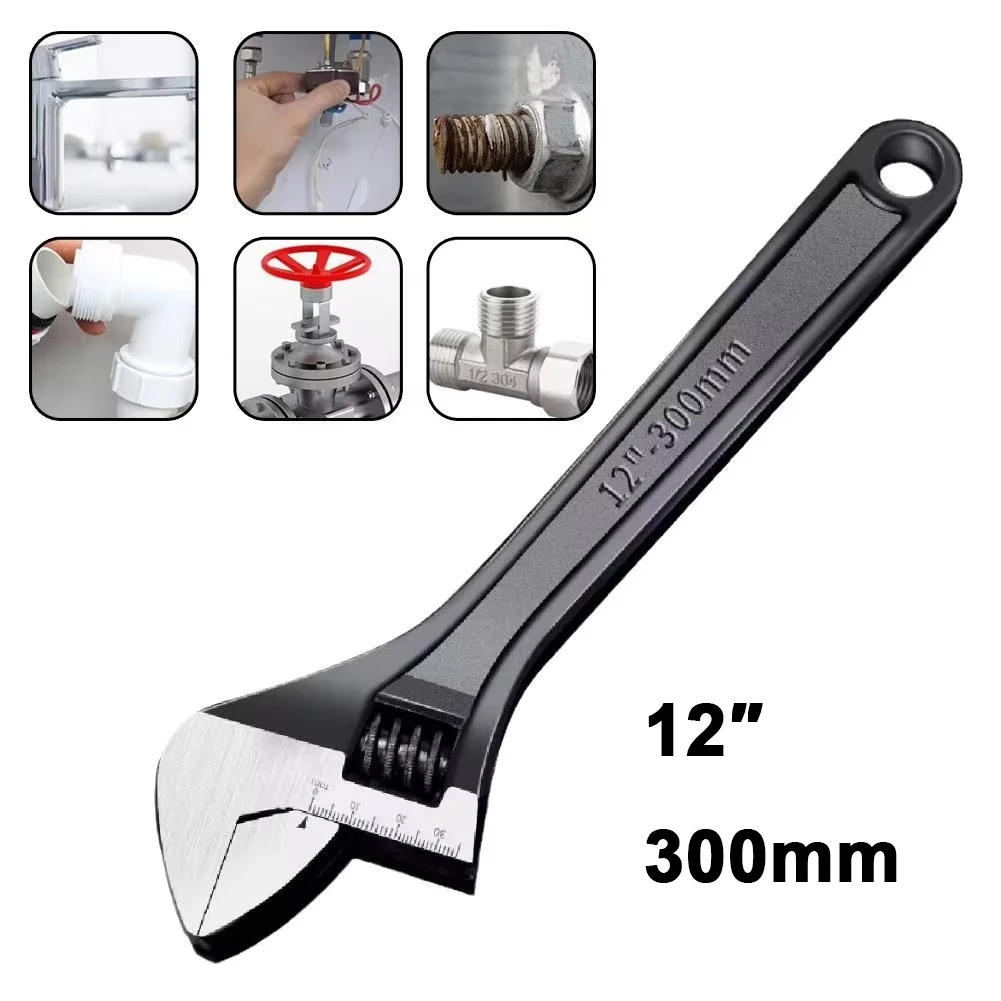 Chave Inglesa Ajustável 6-12POL（150-300MM）- Aço Carbono Cromado, Resistente a Aruela