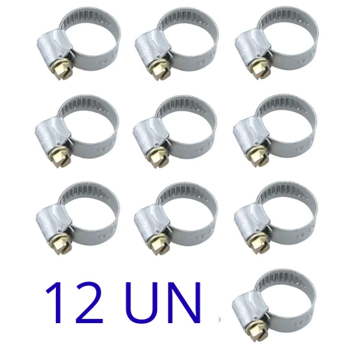 Abraçadeira De Aço 12x16mm - 1/2" 5/8 Rosca Sem Fim 12 Peças