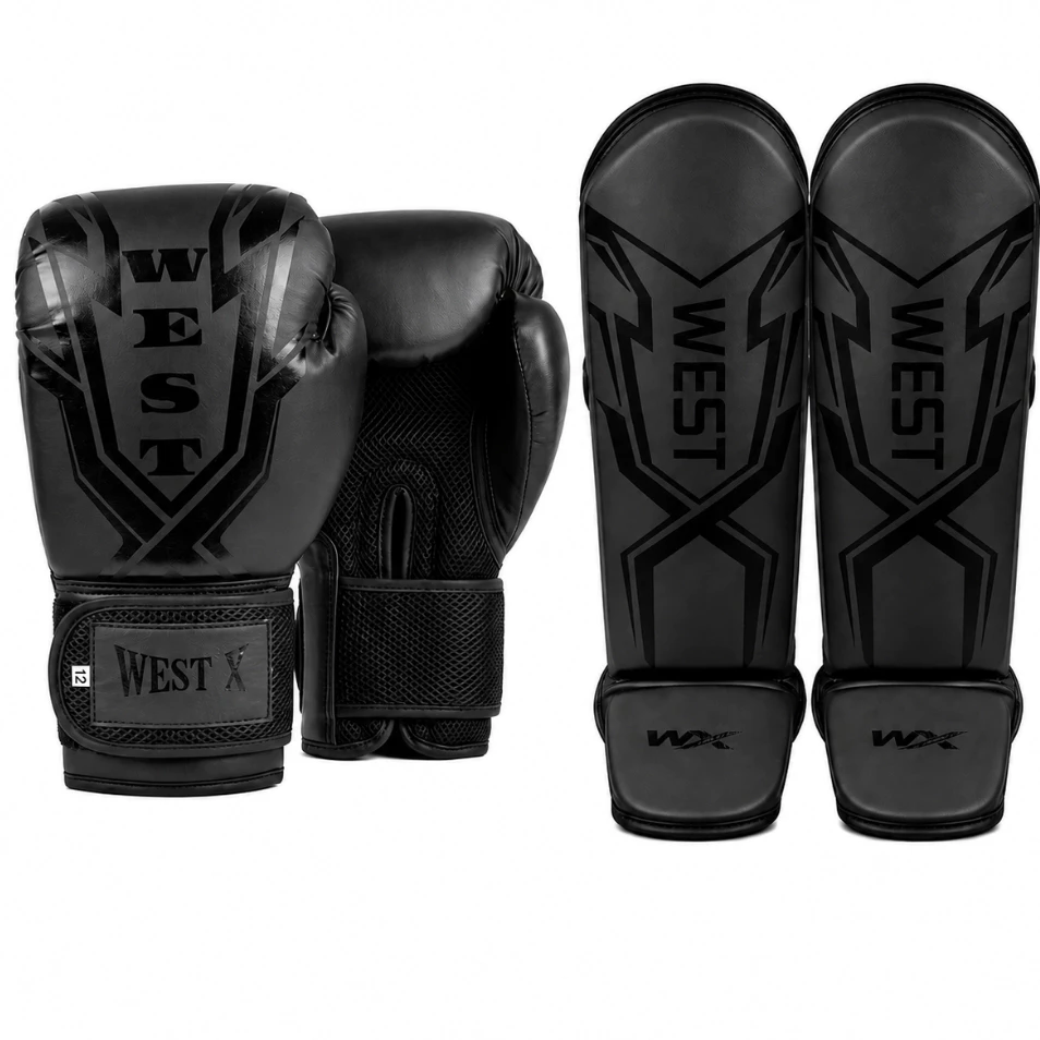 Kit Luva de Boxe + Caneleiras Muay Thai