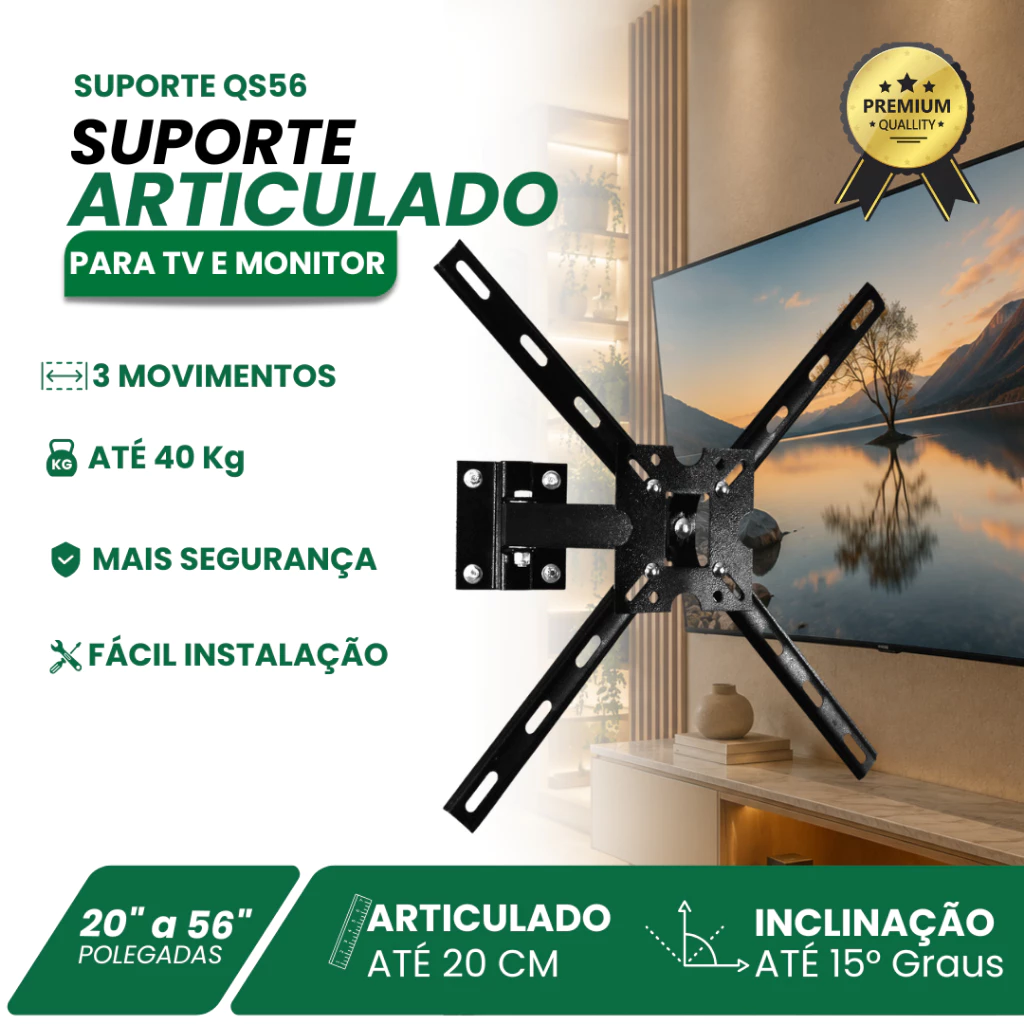 Suporte Articulado 3 Movimentos Para TV Smart TV LED 55" UHD 4K LG 55UN7100PSA