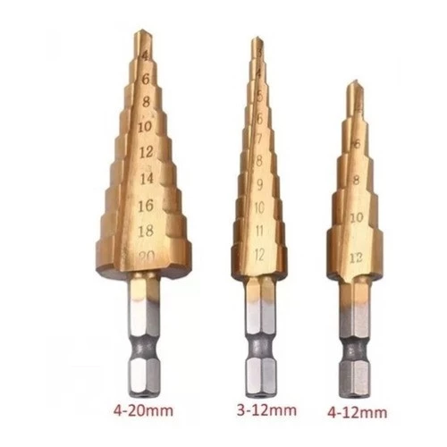 Broca Escalonada Escariadora Kit C/ 3 Peças Marcenaria