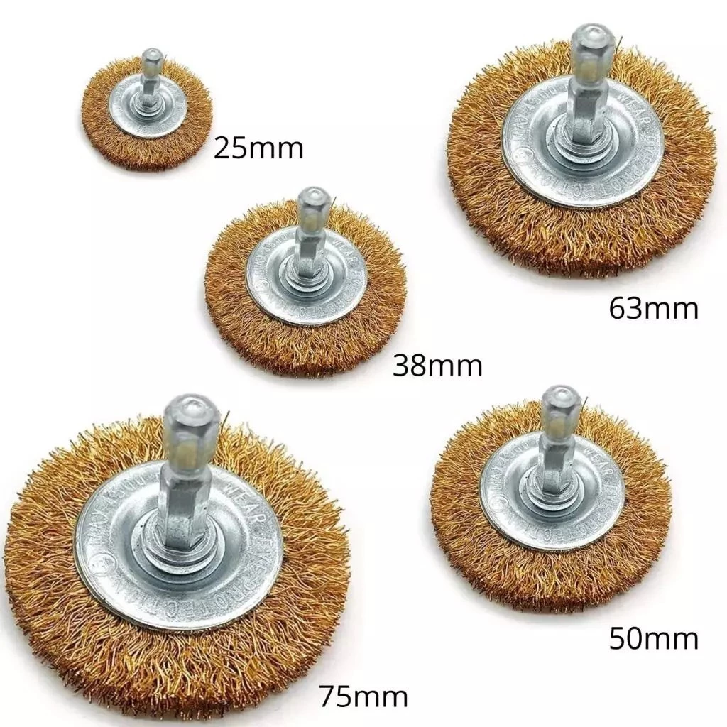 Jogo Escova de Aço Para Limpeza 3 ou 5 Peças Circular Plana Copo Com Haste Furadeira Parafusadeira