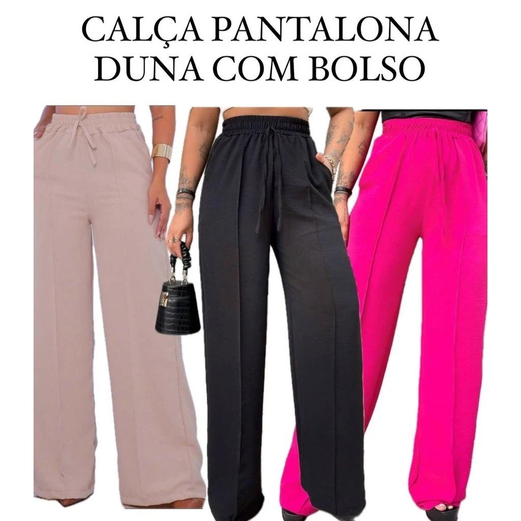 Calça Pantalona Duna pantalona Feminina com bolso calça feminina