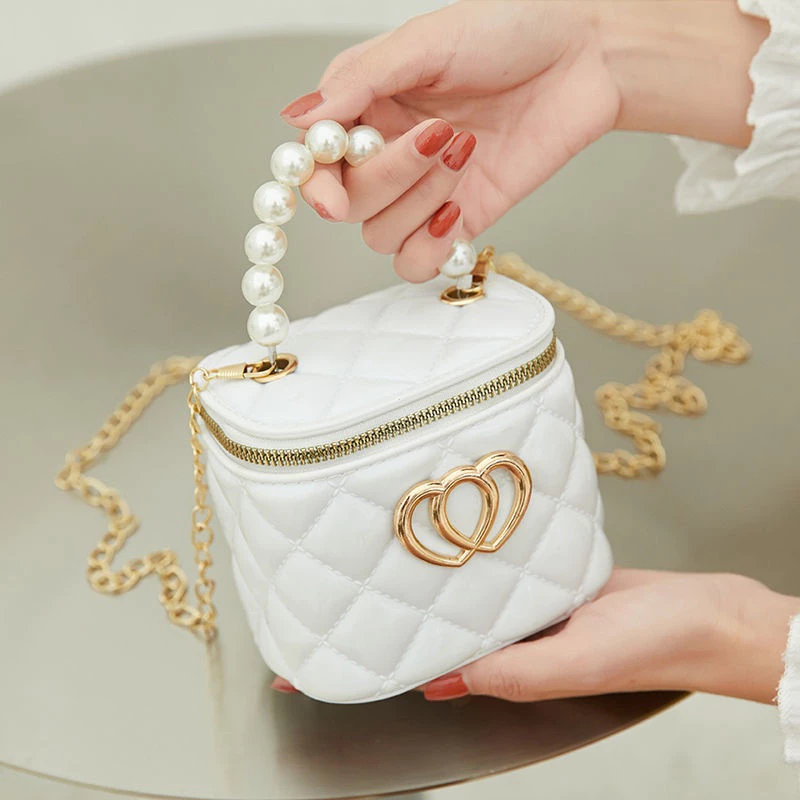 Bolsa Jelly para Crianças, Bolsa Feminina, Bolsa de Cosméticos com Diamante, Bolsa de Ombro Portátil com Pérolas, Bolsa